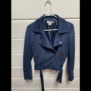 Faux suede motorcycle jacket